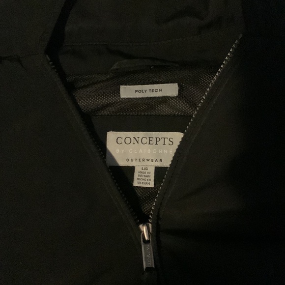 Concepts By Claiborne zip up poly tech sweater Large black - Picture 3 of 4